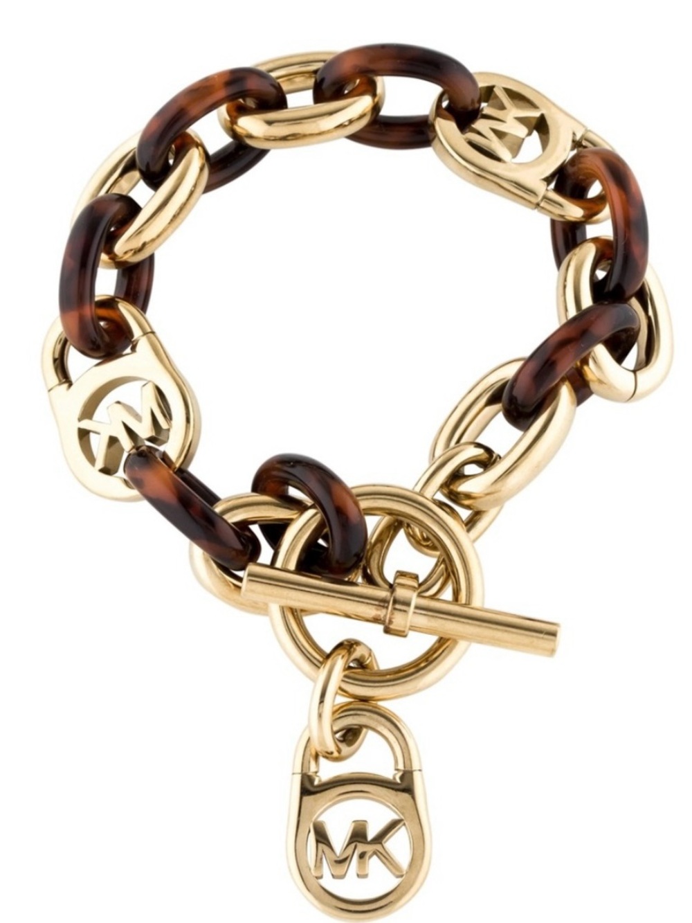Michael Kors Gold and Tortoise Link Toggle Bracelet